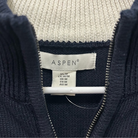Aspen Navy Knit Quarter Zip Snowflake Pullover NWT Medium - Picture 2 of 5